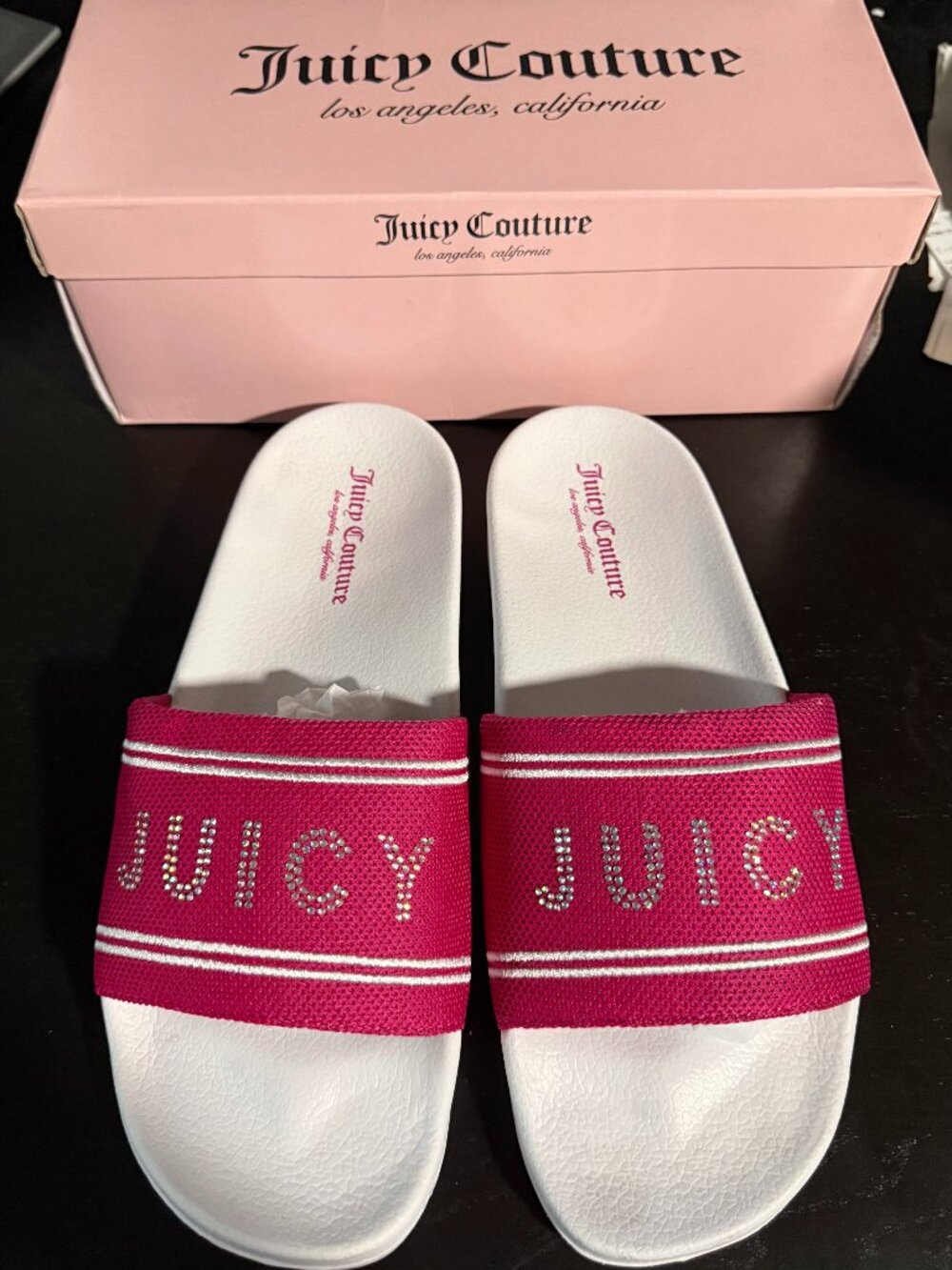 Juicy Couture Wiggles Logo Mesh Slide, Pink Magenta size 10 New with Box